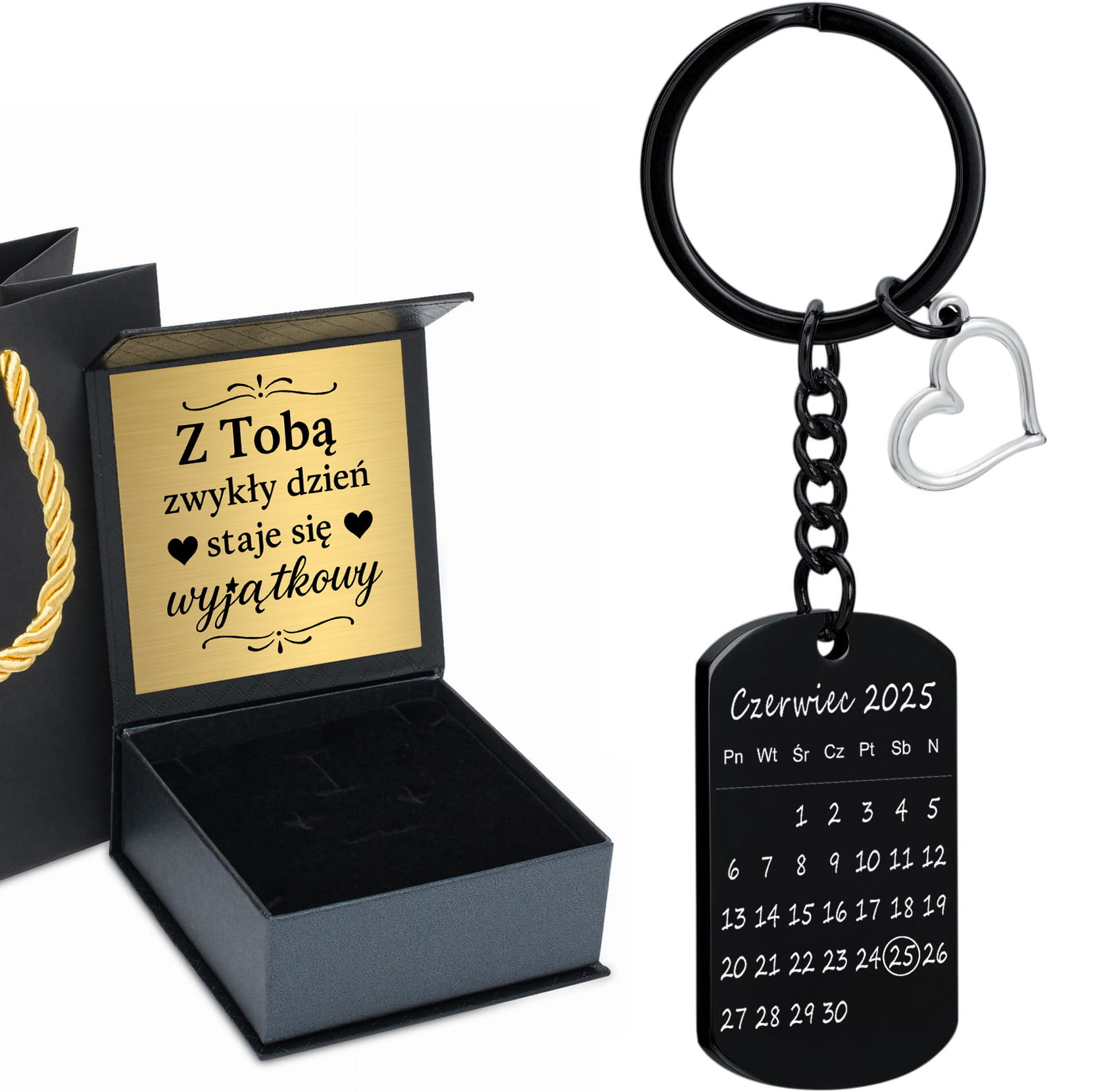 Czarny Brelok Do Kluczy Z Grawerem Personalizowany Prezent Dla Chłopaka
